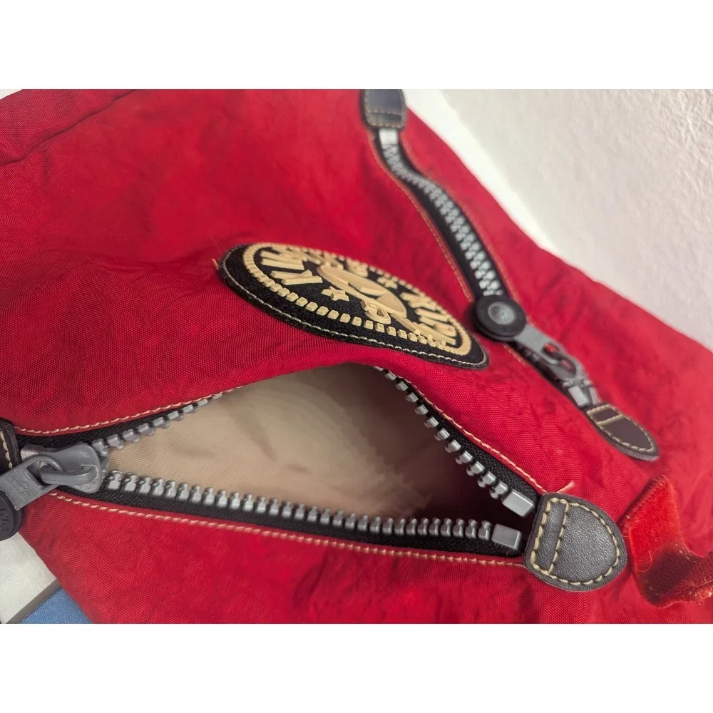 Kipling Red Nylon Drawstring Backpack Vintage Y2K Style Travel School Bag
